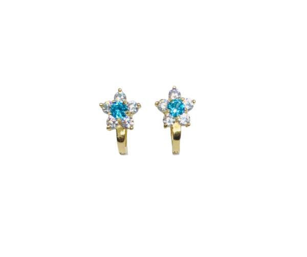 Arany Kislány fülbevalók 14 karátos Kislány virágos kék köves fülbevaló (Nr.6) webshop