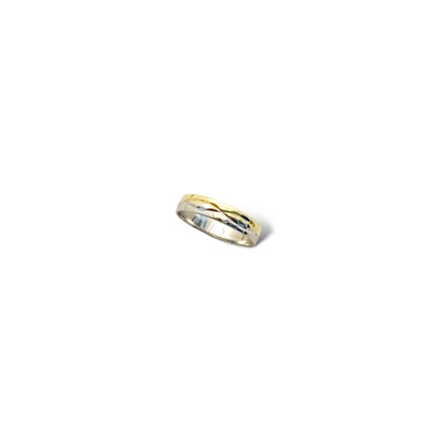 Arany Karikagyűrűk 14 karátos Fehér és sárga arany vésett karikagyűrű (Nr.34) webshop