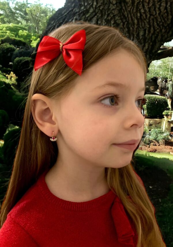 Arany Kislány fülbevalók 14 karátos Kerek vörös ibolya és fehér színű kislány fülbevaló (Nr.11) webshop