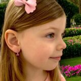Arany Kislány fülbevalók 14 karátos Fehér arany rózsaszín köves kislány fülbevaló (Nr.16) webshop