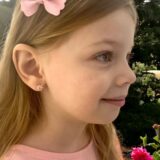 Arany Kislány fülbevalók 14 karátos Rózsaszín fehér virágos kislány fülbevaló (Nr.27) webshop