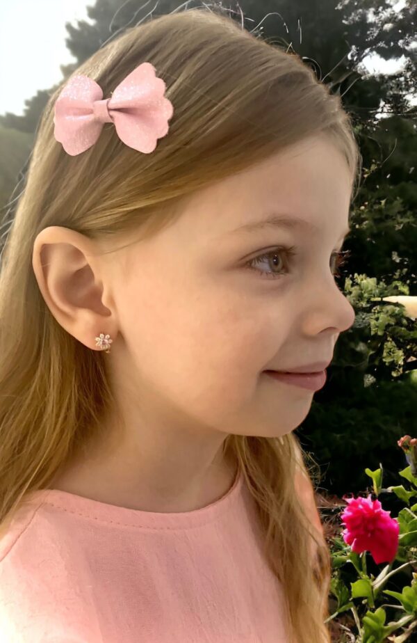 Arany Kislány fülbevalók 14 karátos Rózsaszín fehér virágos kislány fülbevaló (Nr.27) webshop