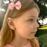 Arany Kislány fülbevalók 14 karátos Kislány köves karika fülbevaló rózsaszín fehér kővel (Nr.28) webshop