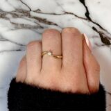 Arany Gyűrűk 14 karátos Sárga arany hullámos 1 köves gyűrű (Nr.39) webshop
