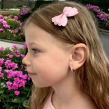 Arany Kislány fülbevalók 14 karátos Fehér arany Kislány karika fülbevaló rózsaszín fehér kővel (Nr.50) webshop