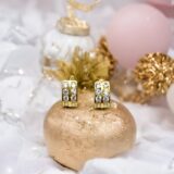 Arany Kislány fülbevalók 14 karátos 2 soros kislány fülbevaló fehér kövekkel (Nr.30) webshop