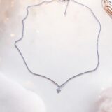 Arany Láncok 14 karátos Fehér arany egy köves lánc (Nr.13) webshop