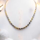 Arany Láncok 14 karátos Leveles fehér és sárga arany lánc (Nr.116) webshop