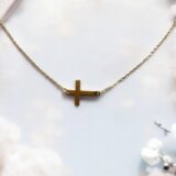 Arany Láncok 14 karátos Sárga arany lánc fektetett kereszttel (Nr.100) webshop