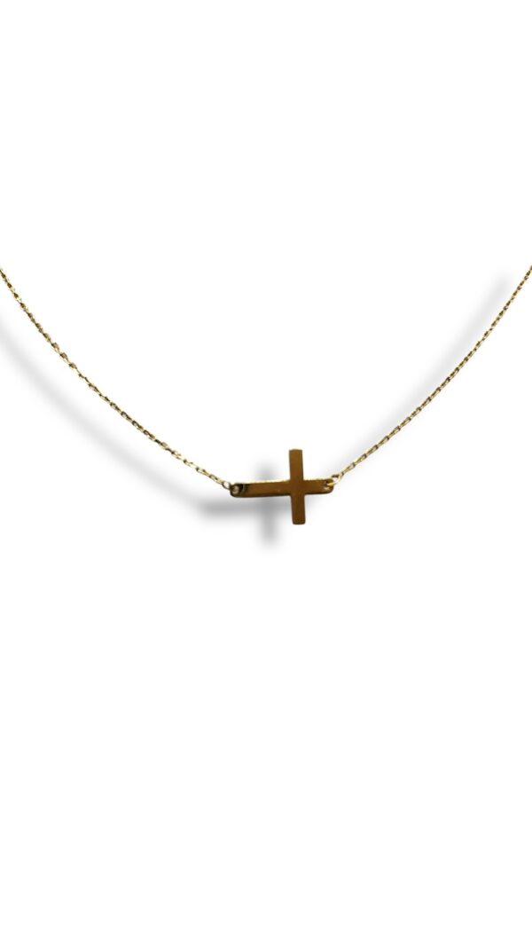 Arany Láncok 14 karátos Sárga arany lánc fektetett kereszttel (Nr.100) webshop