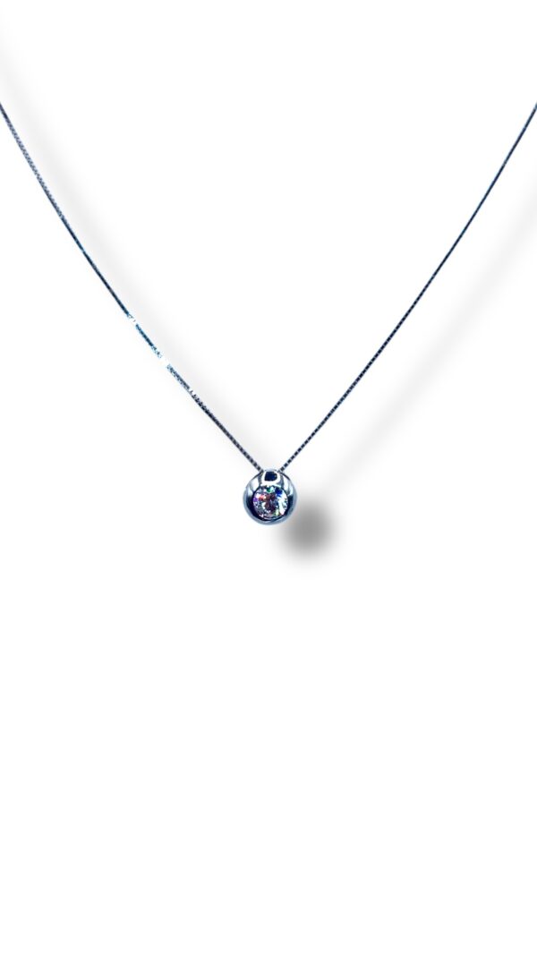 Arany Láncok 14 karátos Fehér arany kocka lánc 1 kővel (Nr.9) webshop