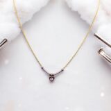 Arany Láncok 14 karátos Sárga arany lánc fehér arany szív betét résszel (Nr.3) webshop