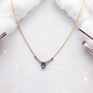 Arany Láncok 14 karátos Sárga arany lánc fehér arany szív betét résszel (Nr.3) webshop