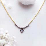Arany Láncok 14 karátos Sárga arany lánc fehér arany szív betét résszel (Nr.3) webshop