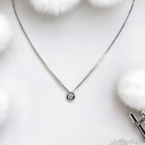 Arany Láncok 14 karátos Fehér arany kocka lánc 1 kővel (Nr.9) webshop
