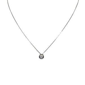 Arany Láncok 14 karátos Fehér arany kocka lánc 1 kővel (Nr.9) webshop