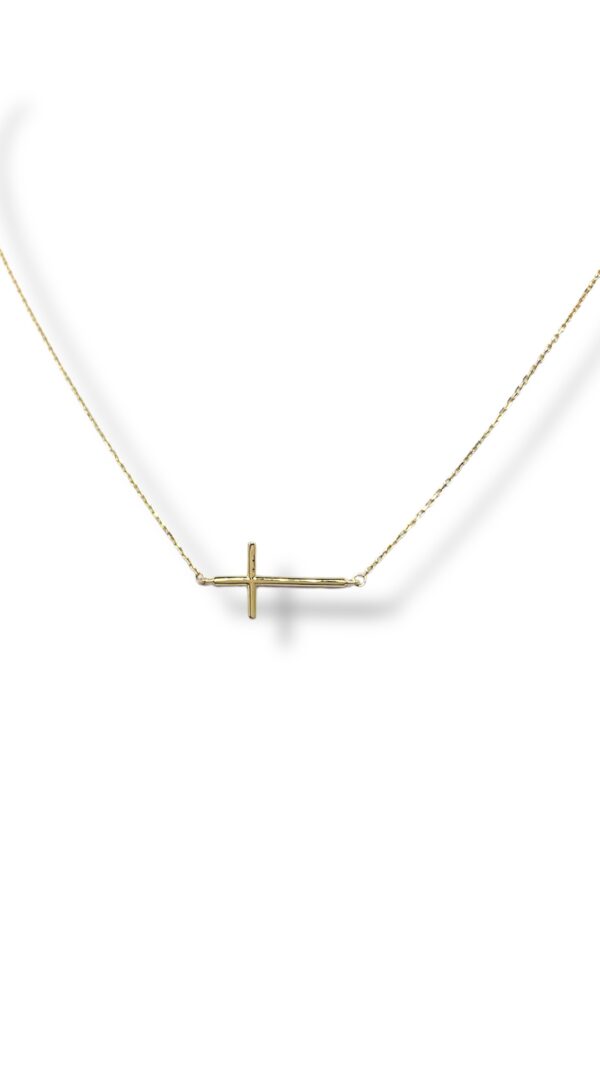 Arany Láncok 14 karátos Sárga arany lánc fektetett kereszttel (Nr.33) webshop