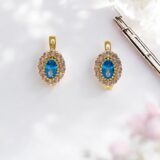 Arany Kislány fülbevalók 14 karátos Kislány kék köves fülbevaló (Nr.5) webshop