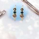 Arany Kislány fülbevalók 14 karátos Világoskék és fehér köves kislány fülbevaló (Nr.8) webshop