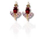 Arany Kislány fülbevalók 14 karátos Tulipános vöröses ibolya színű (Nr.10) webshop