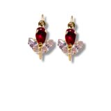 Arany Kislány fülbevalók 14 karátos Tulipános vöröses ibolya színű (Nr.10) webshop