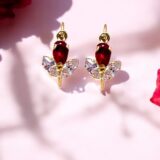 Arany Kislány fülbevalók 14 karátos Tulipános vöröses ibolya színű (Nr.10) webshop