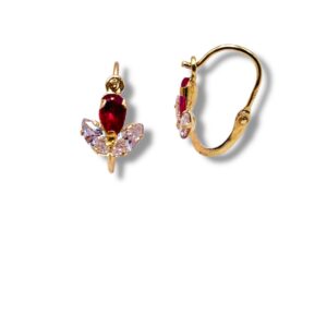 Arany Kislány fülbevalók 14 karátos Tulipános vöröses ibolya színű (Nr.10) webshop
