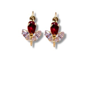 Arany Kislány fülbevalók 14 karátos Tulipános vöröses ibolya színű (Nr.10) webshop