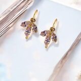 Arany Kislány fülbevalók 14 karátos Sárga arany fehér navett kövekkel (Nr.18) webshop