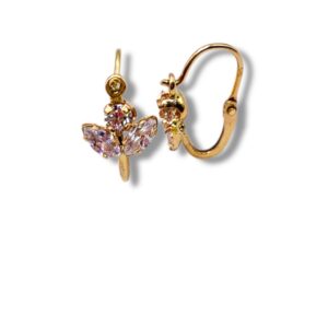 Arany Kislány fülbevalók 14 karátos Sárga arany fehér köves kislány fülbevaló (Nr.19) webshop