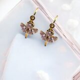 Arany Kislány fülbevalók 14 karátos Sárga arany fehér köves kislány fülbevaló (Nr.19) webshop