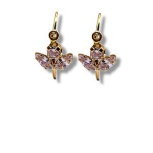 Arany Kislány fülbevalók 14 karátos Sárga arany fehér köves kislány fülbevaló (Nr.19) webshop