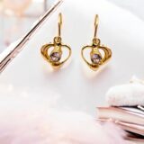 Arany Kislány fülbevalók 14 karátos Szíves fehér köves kislány fülbevaló (Nr.21) webshop