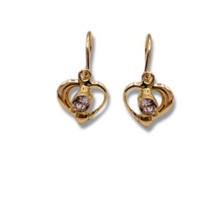 Arany Kislány fülbevalók 14 karátos Szíves fehér köves kislány fülbevaló (Nr.21) webshop