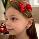 Arany Kislány fülbevalók 14 karátos Kerek vörös ibolya és fehér színű kislány fülbevaló (Nr.11) webshop
