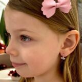 Arany Kislány fülbevalók 14 karátos Fehér arany fehér rózsaszín köves kislány fülbevaló (Nr.14) webshop