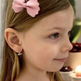 Arany Kislány fülbevalók 14 karátos Fehér arany fehér rózsaszín köves kislány fülbevaló (Nr.14) webshop