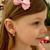 Arany Kislány fülbevalók 14 karátos Sárga arany fehér köves kislány fülbevaló (Nr.19) webshop