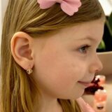 Arany Kislány fülbevalók 14 karátos Szíves rózsaszín köves kislány fülbevaló (Nr.22) webshop