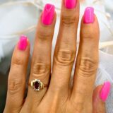 Arany Gyűrűk 14 karátos Gyűrű ovális bordó kővel (Nr.13) webshop