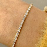 Arany Karláncok 14 karátos Karkötő , Tenisz karlánc , sárga arany , fehér cirkónia köves (Nr.40) webshop