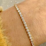 Arany Karláncok 14 karátos Karkötő , Tenisz karlánc , sárga arany , fehér cirkónia köves (Nr.40) webshop