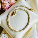 Arany Karláncok 14 karátos Karkötő , Tenisz karlánc , sárga arany , fehér cirkónia köves (Nr.40) webshop