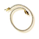 Arany Karláncok 14 karátos Karkötő , Tenisz karlánc , sárga arany , fehér cirkónia köves (Nr.40) webshop