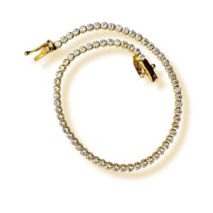 Arany Karláncok 14 karátos Karkötő , Tenisz karlánc , sárga arany , fehér cirkónia köves (Nr.80) webshop