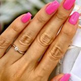 Arany Gyűrűk 14 karátos Gyűrű fehér arany hullámos 1 köves (Nr.40) webshop