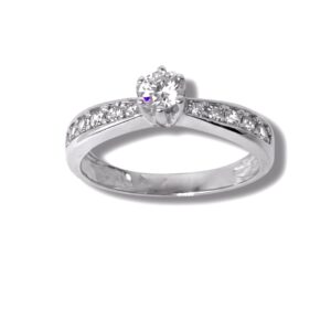 Arany Gyűrűk 14 karátos Gyűrű Fehér arany több köves eljegyzési (Nr.64) webshop