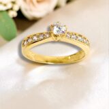 Arany Gyűrűk 14 karátos Gyűrű több köves eljegyzési sárga arany (Nr.63) webshop