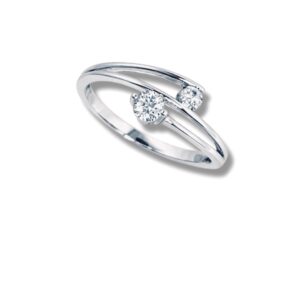 Arany Gyűrűk 14 karátos Gyűrű 2 köves Fehér arany (Nr.59) webshop