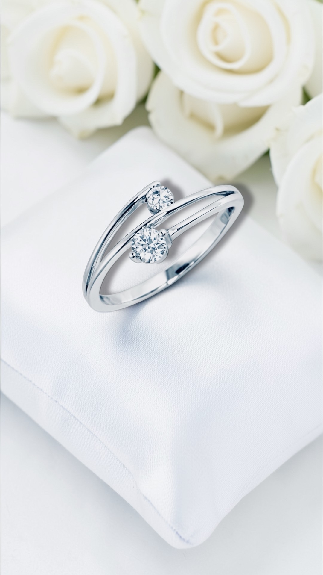 Arany Gyűrűk 14 karátos Gyűrű 2 köves Fehér arany (Nr.59) webshop Gyűrű 2 köves Fehér arany (Nr.59)